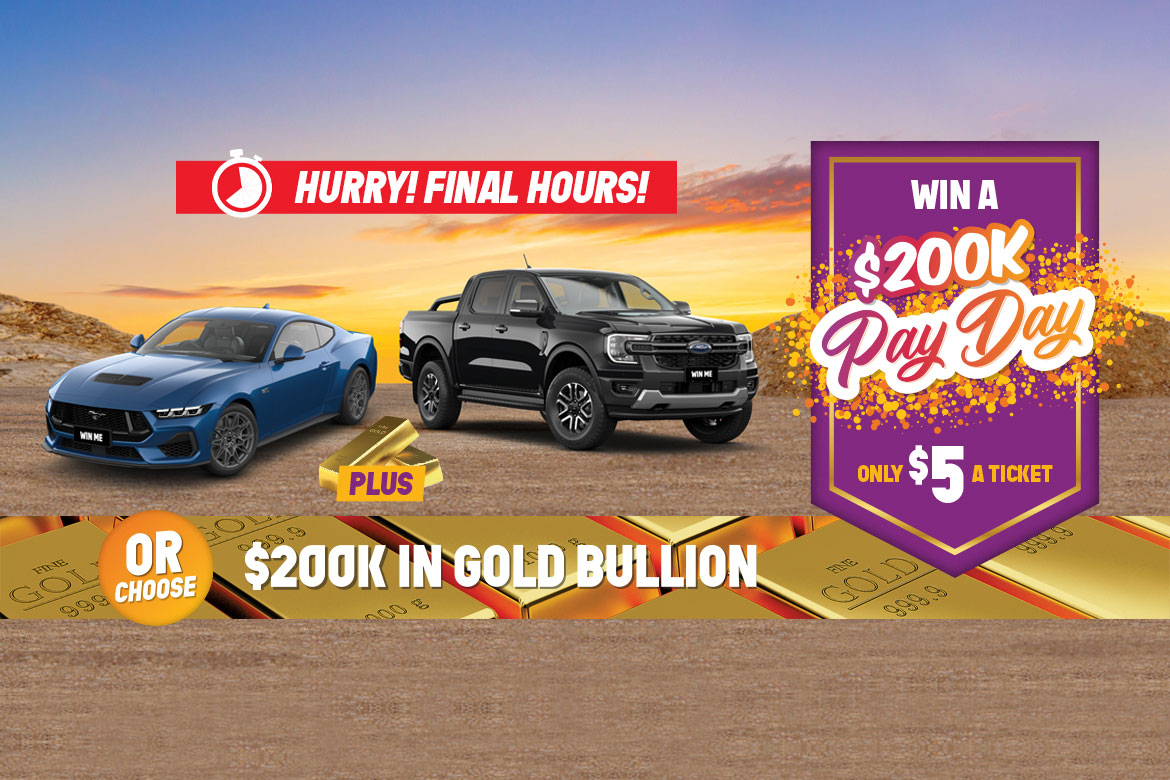 Win a $200K Pay Day! Choose between $200,000 in Gold Bullion OR a Ford Ranger Sport + Ford Mustang GT Fastback + $25,570 Gold Bullion