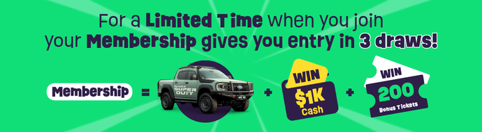 Join as a Member for your chance to win $1,000 + win 200 Tickets