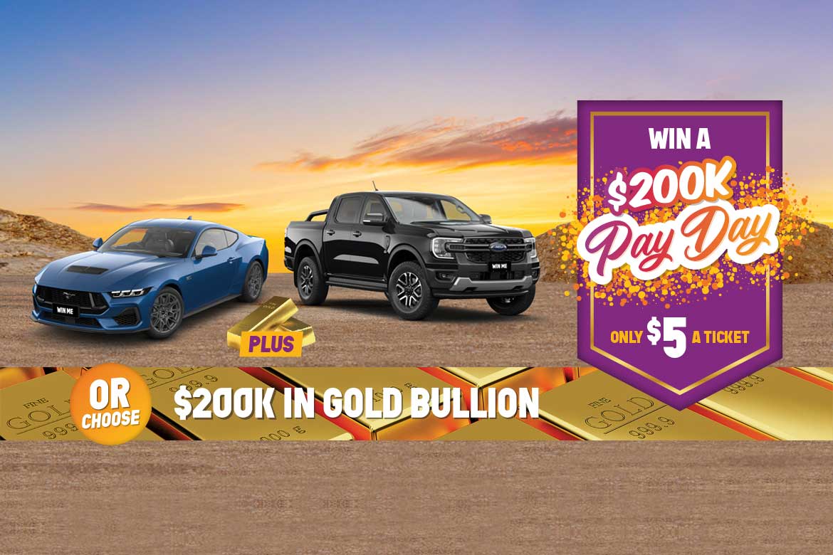 Win a $200K Pay Day! Choose between $200,000 in Gold Bullion OR a Ford Ranger Sport + Ford Mustang GT Fastback + $25,570 Gold Bullion