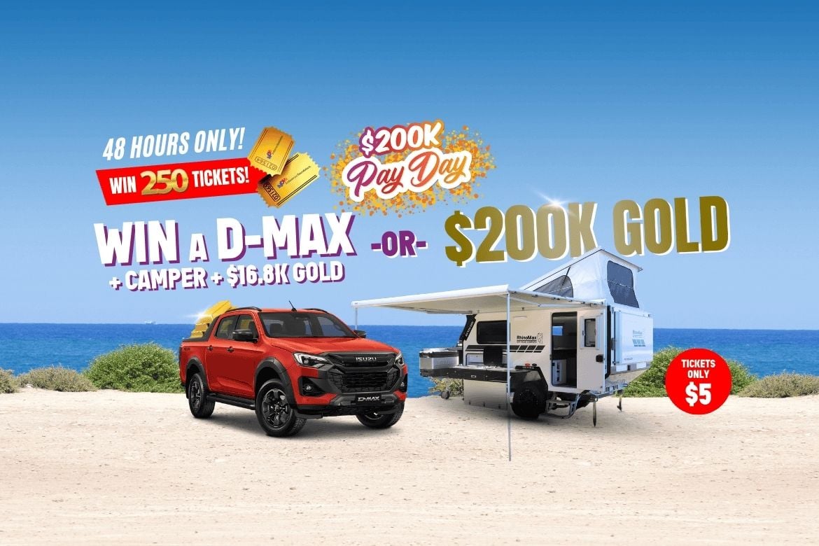 Win $200,000 Gold or a D-Max X-Terrain + Renegade Camper + Gold