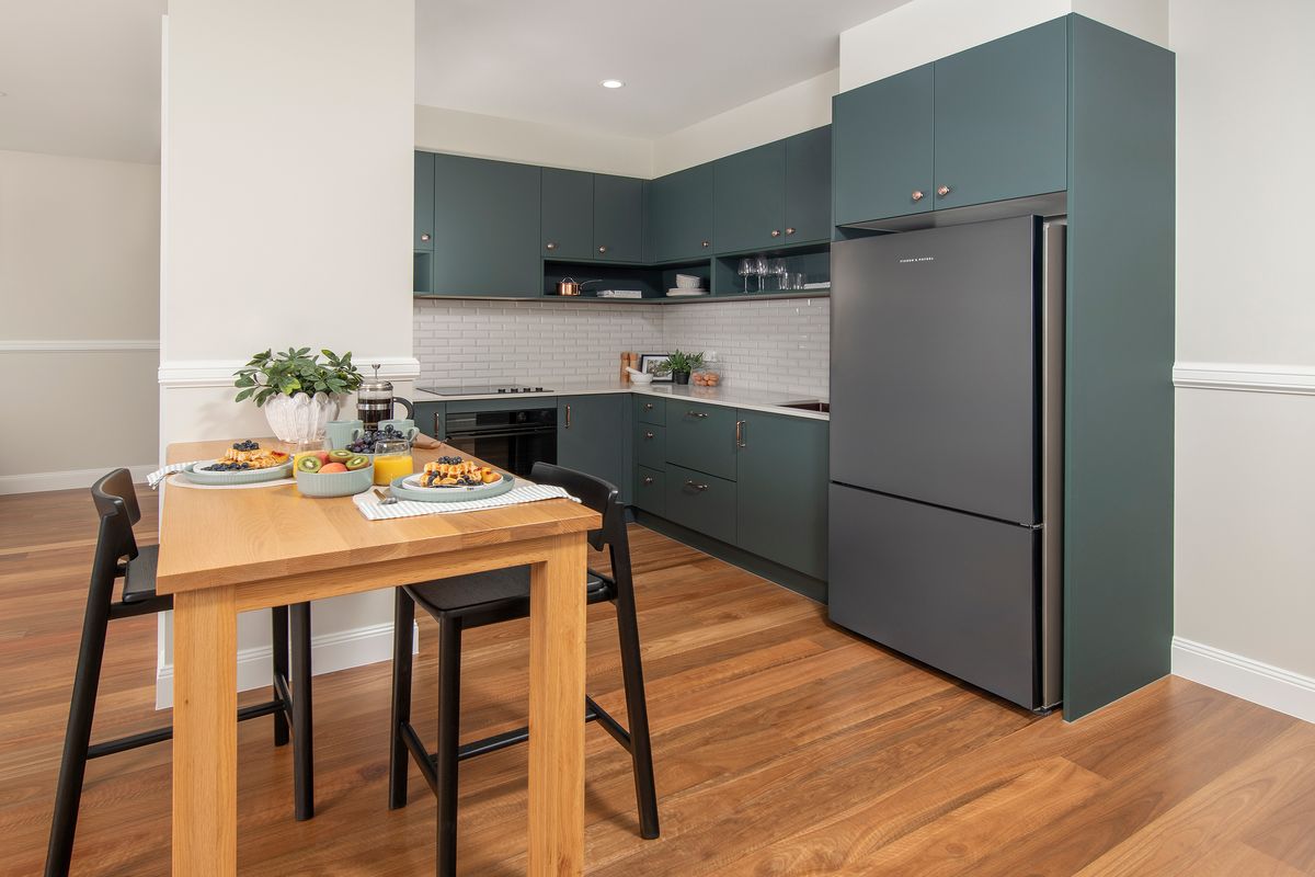 Bench and Wall Separate the Kitchen