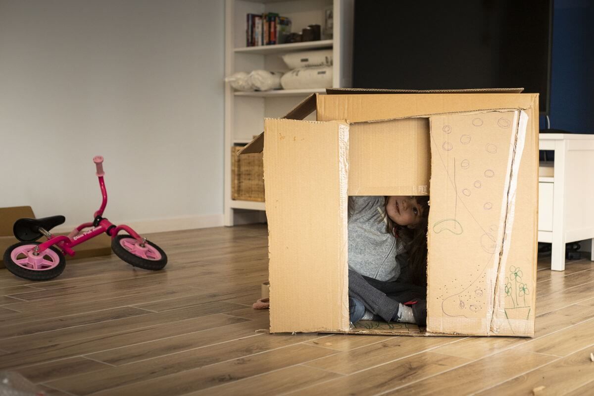 kids cardboard cubby house