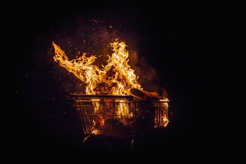 shopping trolly fire pit