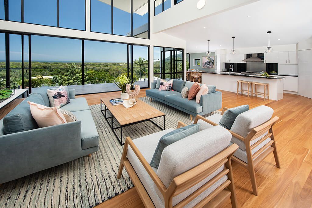 Image of living area looking out to view Endeavour Prize Home 420 Sunshine Coast